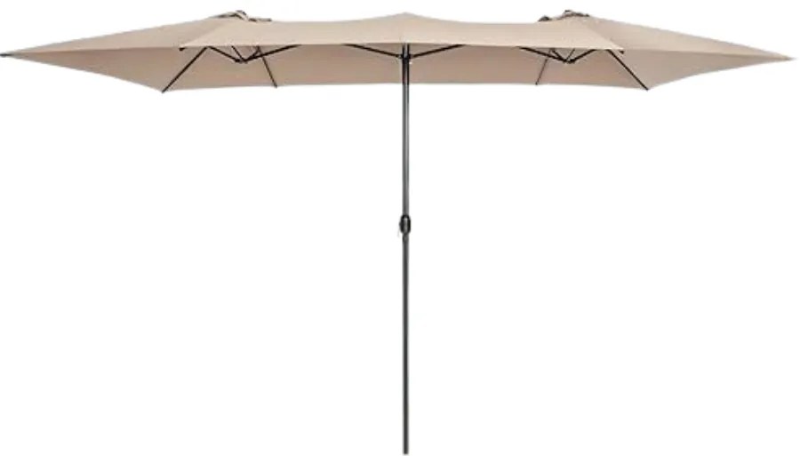 Guarda-sol Duplo 426x265cm Grande com Manivela Proteção Solar UV e Teto Ventilado Guarda-sol para Jardim Praia Café