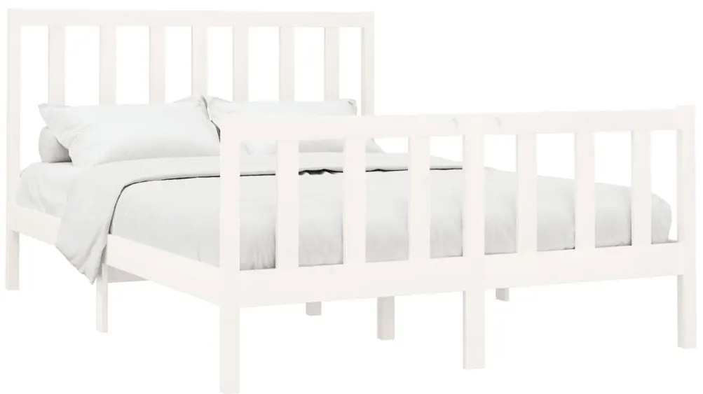 Cama sem colchão 160x200 cm madeira de pinho maciça branco
