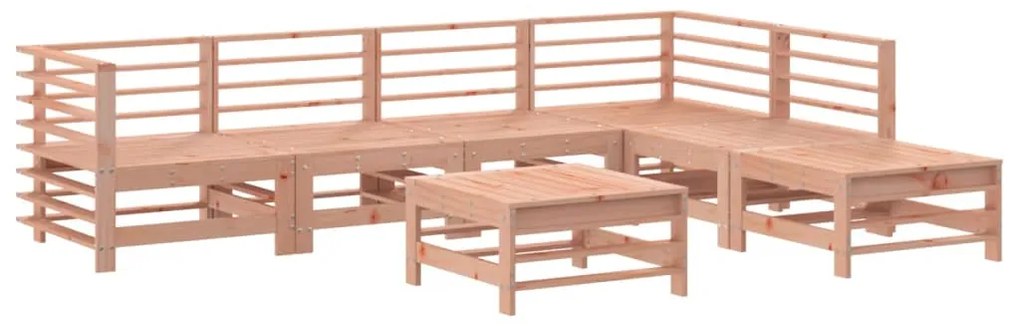 7 pcs conj. lounge jardim com almofadões madeira douglas maciça