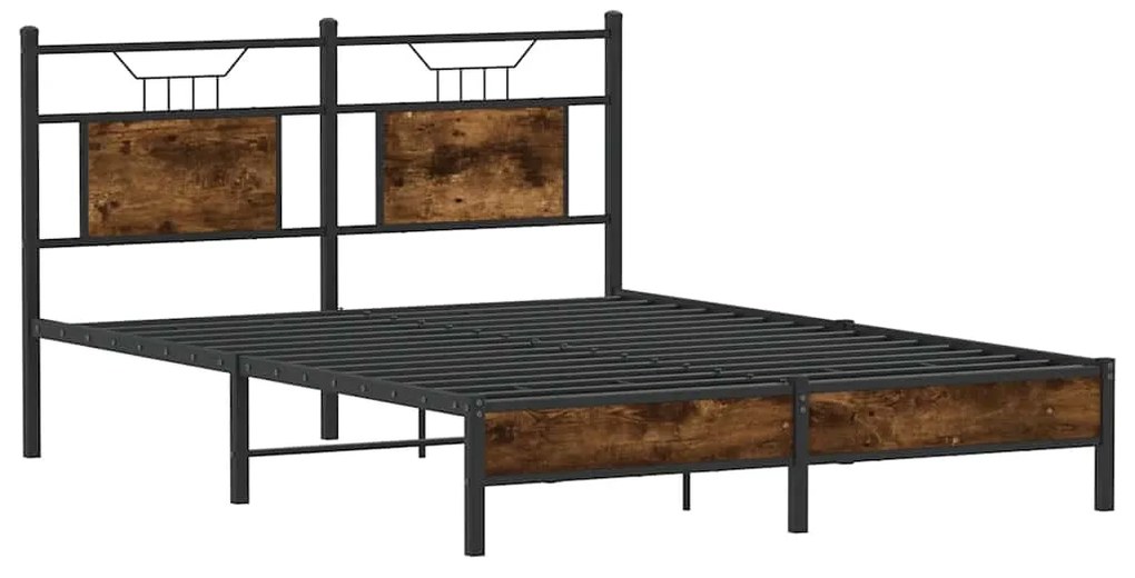 Estrutura de cama s/ colchão derivados madeira carvalho fumado