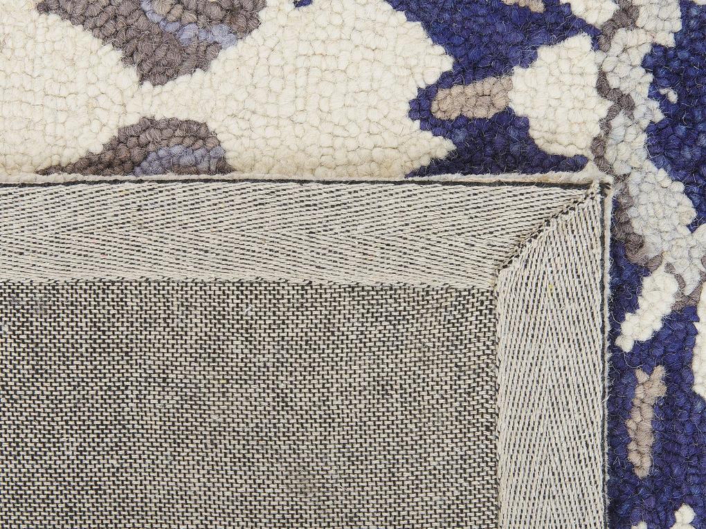 Tapete de lã creme e azul 160 x 230 cm KUMRU Beliani