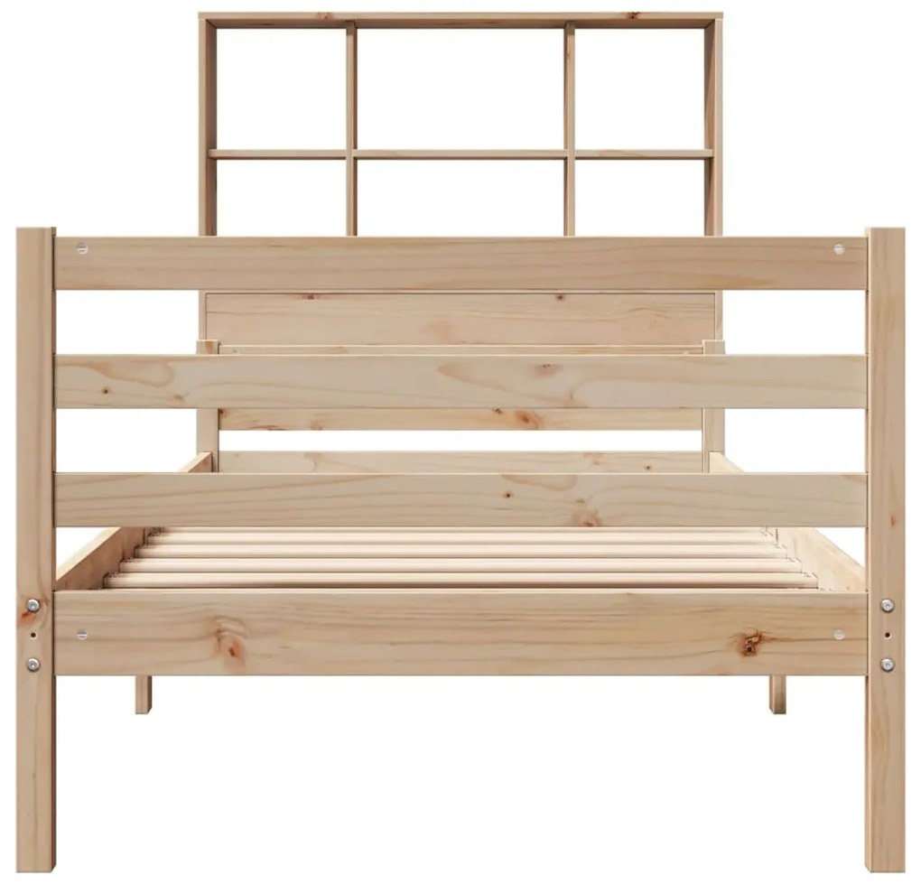 Cama com estante sem colchão 90x200 cm pinho maciço