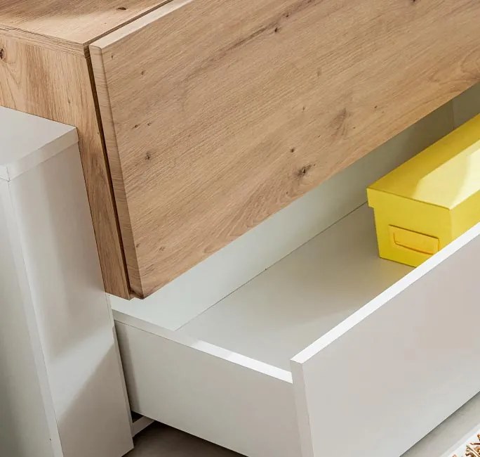 Mueble de salón modelo Berila color blanco y artrisan (2,9m)