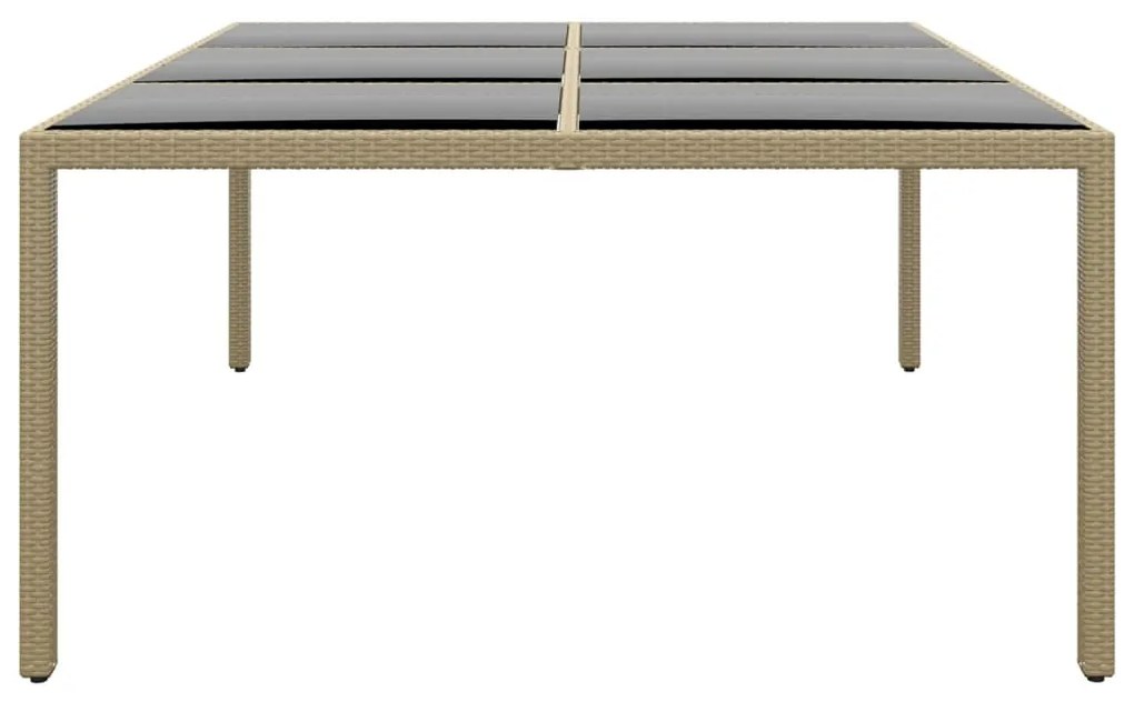 Mesa de jardim 200x150x75 cm vidro temperado e vime PE bege