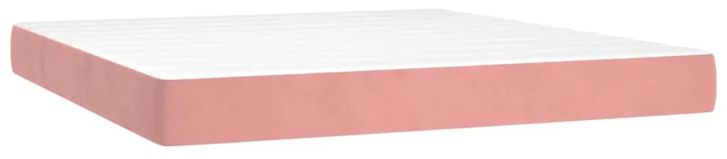 Cama box spring c/ colchão/LED 160x200 cm veludo rosa