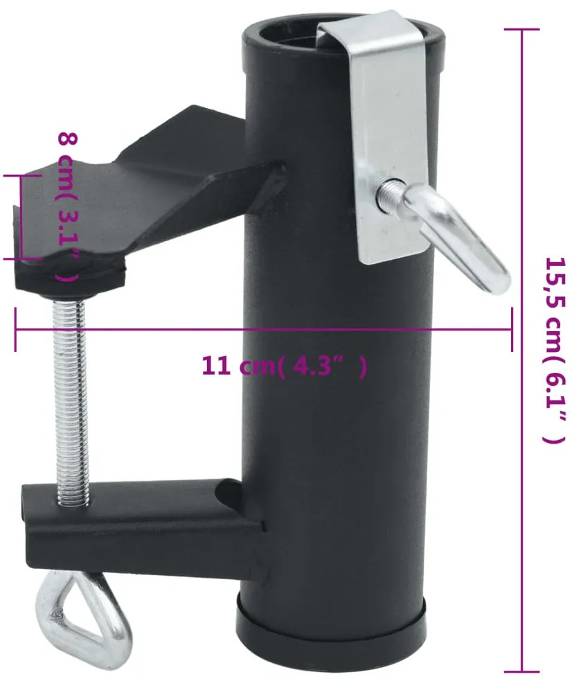 Grampos de guarda-sol para varanda 2 pcs 25-38 mm aço