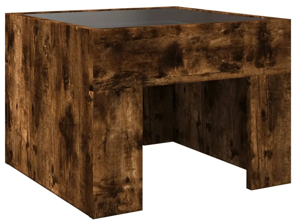 Mesa de cabeceira c/ LED Infinity 40x40x30 cm carvalho fumado