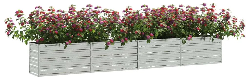 Canteiro elevado de jardim 320x40x45cm aço galvanizado prateado