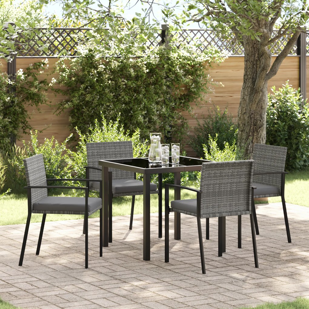 vidaXL Conjunto de Jantar de 5 Peças Cinza Polyrattan