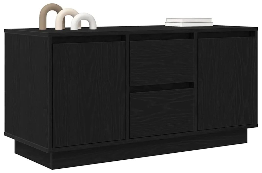 Móvel de TV com luzes LED 100x41x50 cm carvalho preto