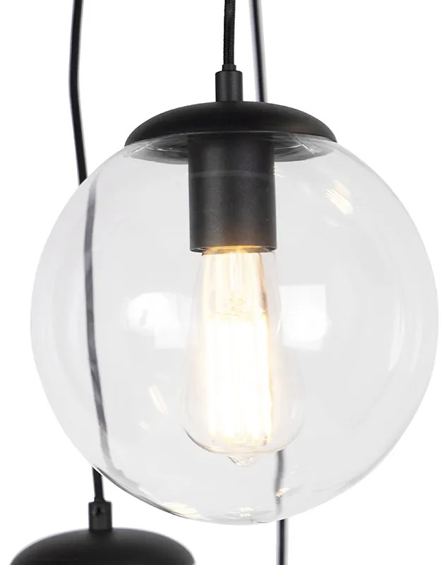 Candeeiro de suspensão Art Deco preto 7 luzes - Pallon Art Deco