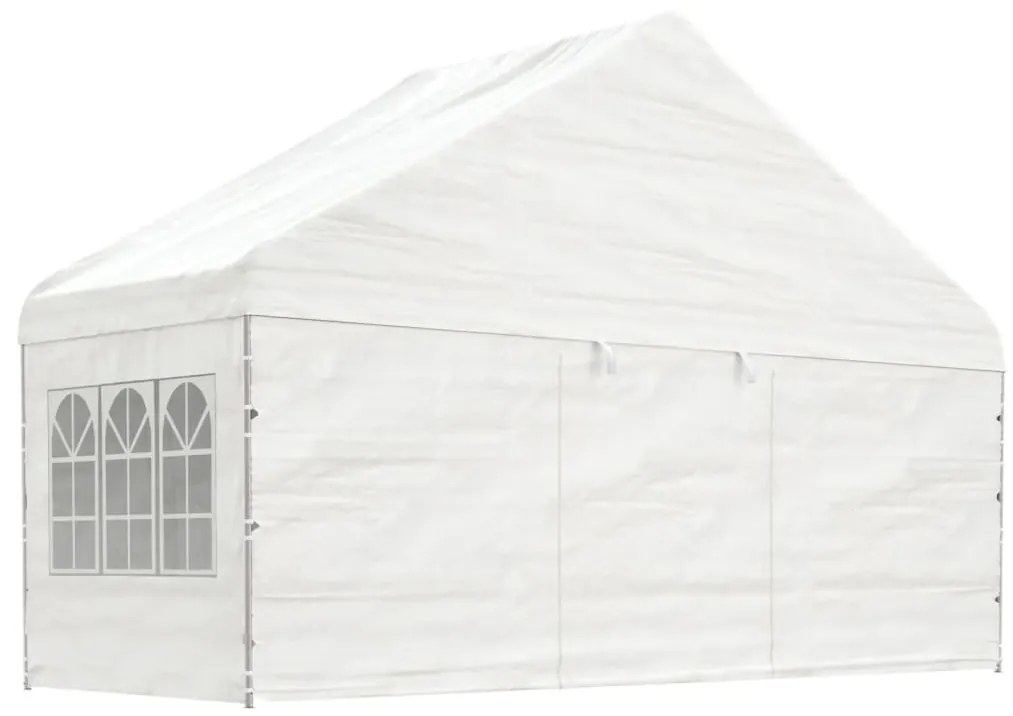 Gazebo com telhado 17,84x5,88x3,75 m polietileno branco