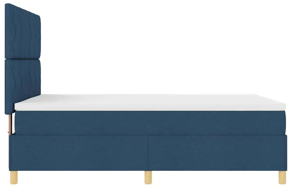 Cama Box Spring com Colchão &amp; LED Azul 140x200 cm Tecido