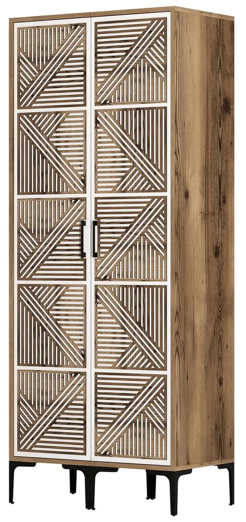 Roupeiro Kumsal PP – Nogueira e Branco – 80x47,5x201,4 cm