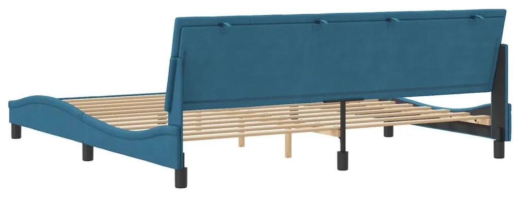 Estrutura de cama c/ cabeceira 200x200 cm veludo azul
