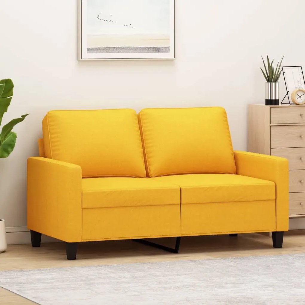 vidaXL Sofá de 2 lugares 120 cm tecido amarelo-claro