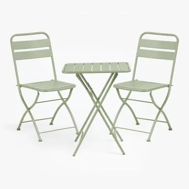Conjunto De Mesa Dobrável (60 X 60 Cm) E 2 Cadeiras Dobráveis Janti Iceberg - Sklum