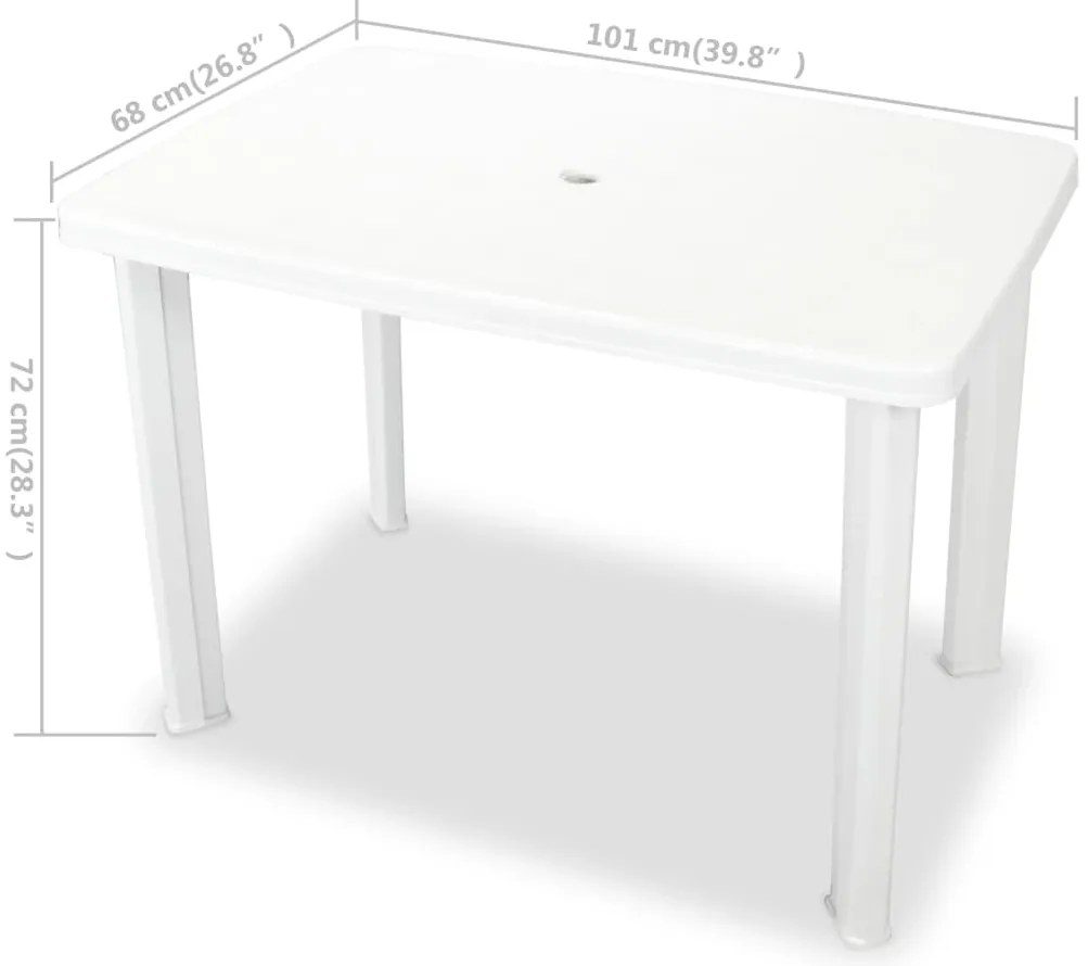 Mesa de jardim 101x68x72 cm plástico branco