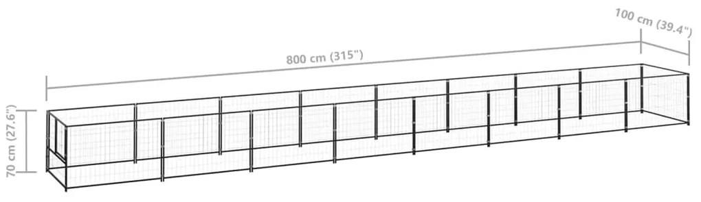 Canil para cães 8 m² aço preto