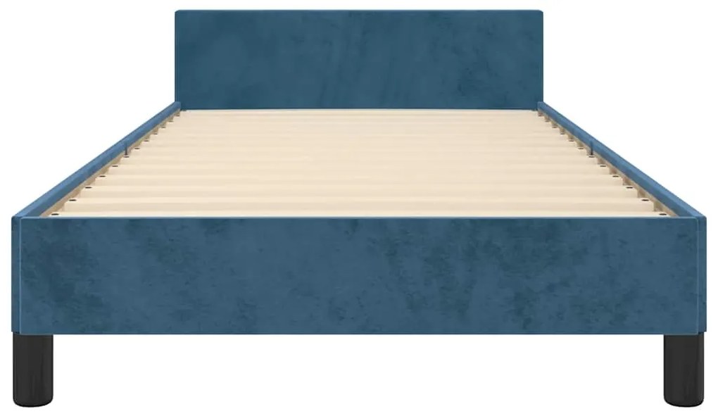 Estrutura de cama sem colchão 100x200 cm veludo azul-escuro