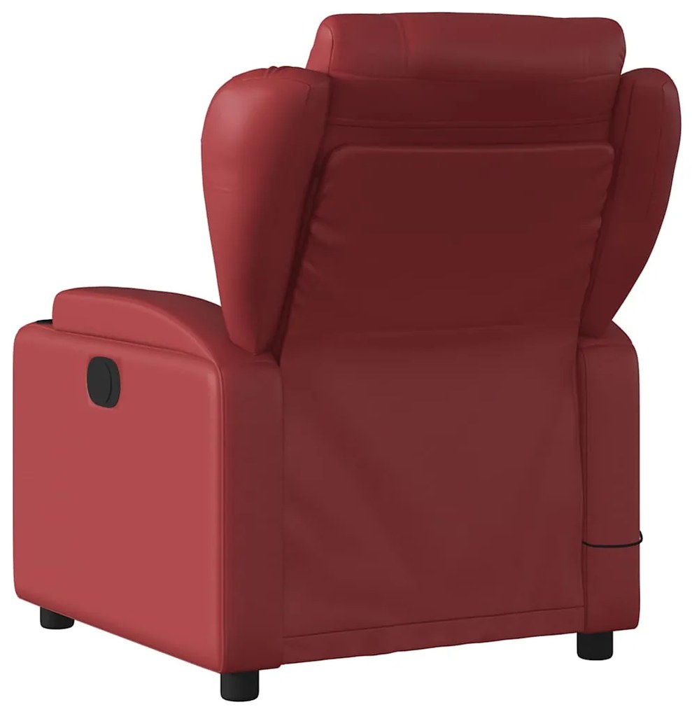 Poltrona massagens reclinável couro artificial vermelho tinto