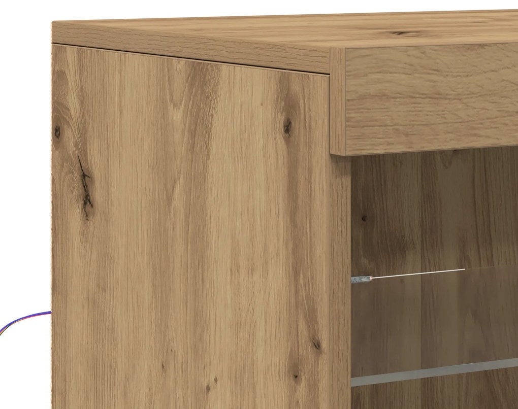 Buffet vidaXL com Luzes LED Carvalho Artesanal 41x37x100 cm