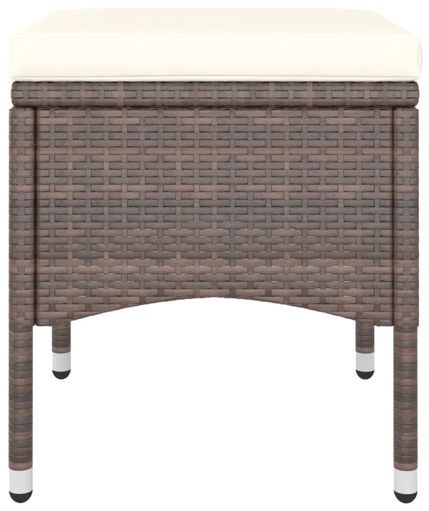 4 pcs conjunto de cadeiras e bancos de jardim vime PE castanho