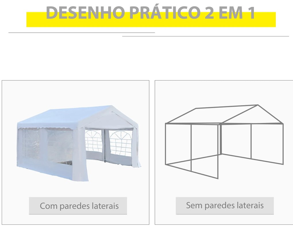 Tenda para Festas 400x400x280cm para Exterior Campismo Casamentos com