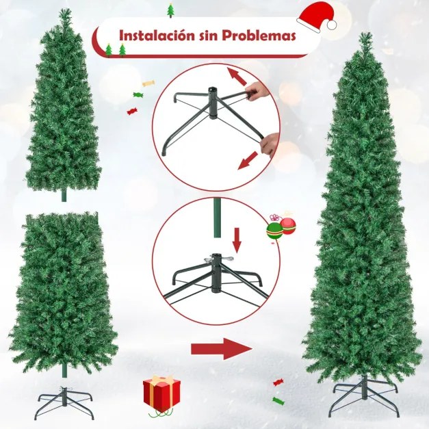 Arvore de Natal artificial de fibra óptica em forma de lápis pré-iluminado de 180cm