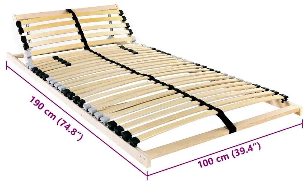 Base de ripas com cabeceira Manual Castanho 100 x 190 cm Madeira