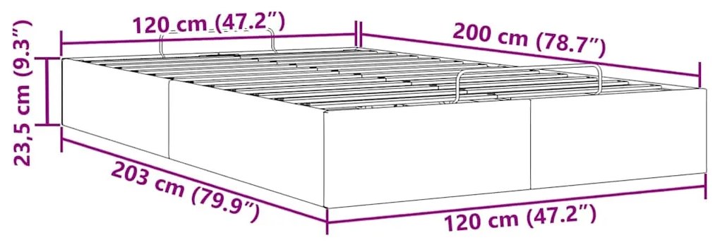 Ottoman Bed Frame Sem Colchão Preto 120x200 cm Veludo