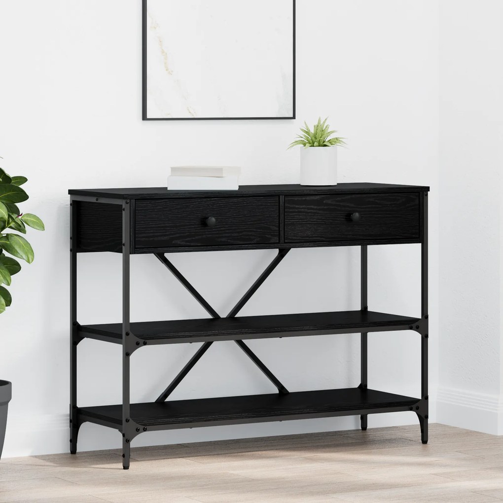 vidaXL Mesa de Console Carvalho Preto 100x34.5x75 cm Madeira Engenheirada