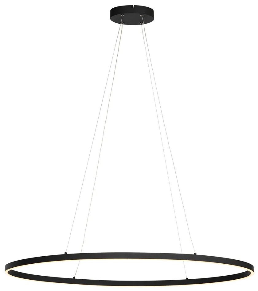 Candeeiro de suspensão design oval preto com LED regulável em 3 níveis - Ovallo