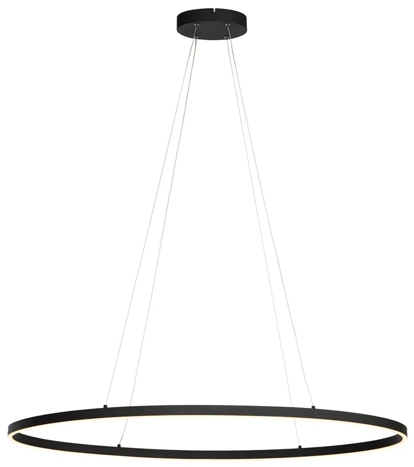 Candeeiro suspenso design preto oval incluindo LED regulável em 3 etapas - Ovallo Design