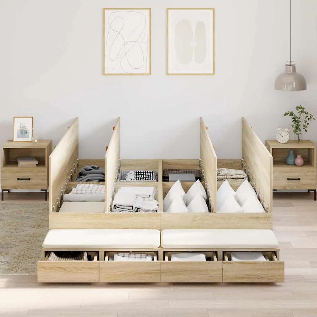 Cama com Arrumação Sonoma Carvalho 160x200 cm