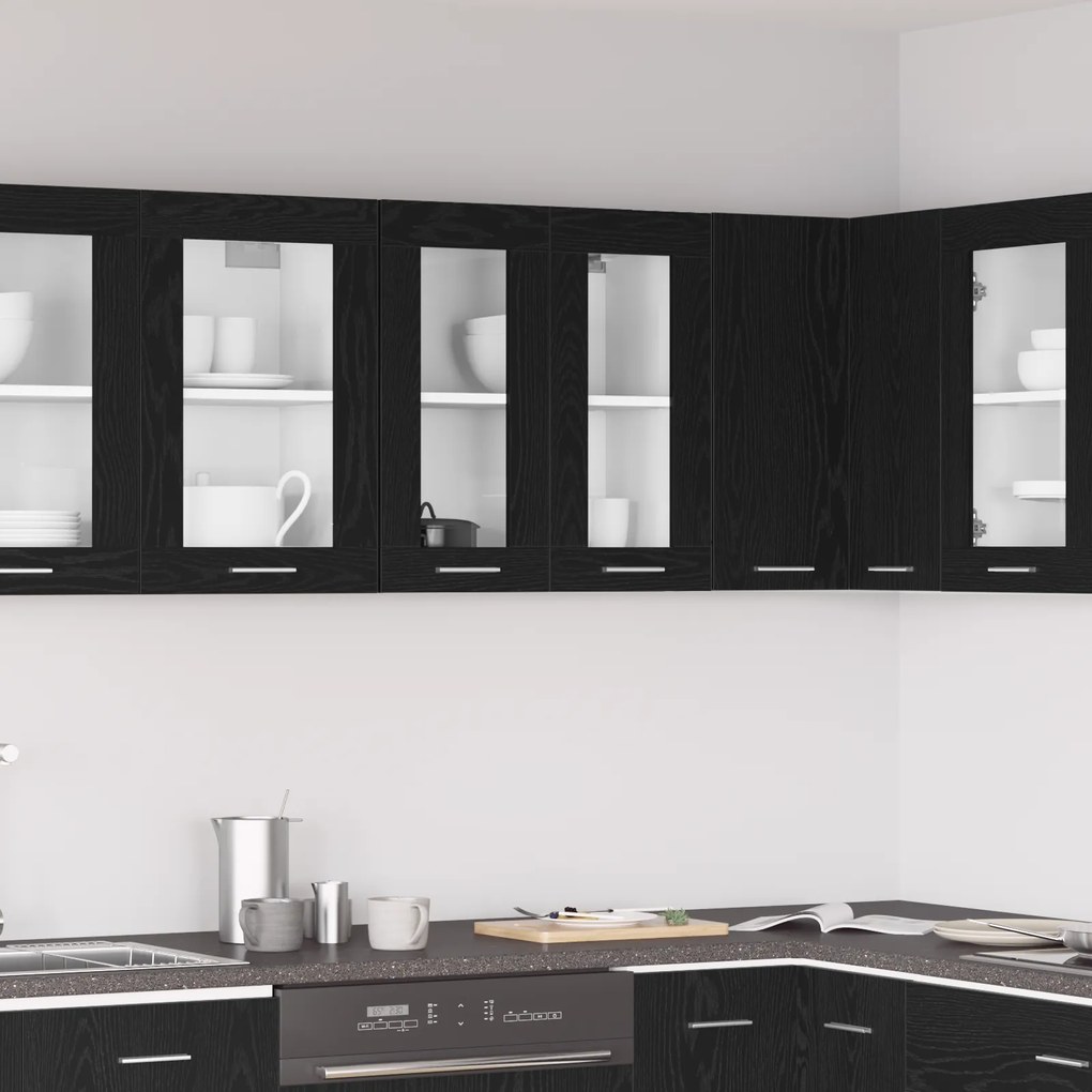 vidaXL Cabide de Vidro Suspenso em Carvalho Preto - 60x31x60 cm, Feito de Madeira Derivada