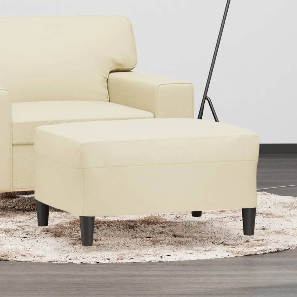 vidaXL Apoio de pés 70x55x41 cm couro artificial cor creme