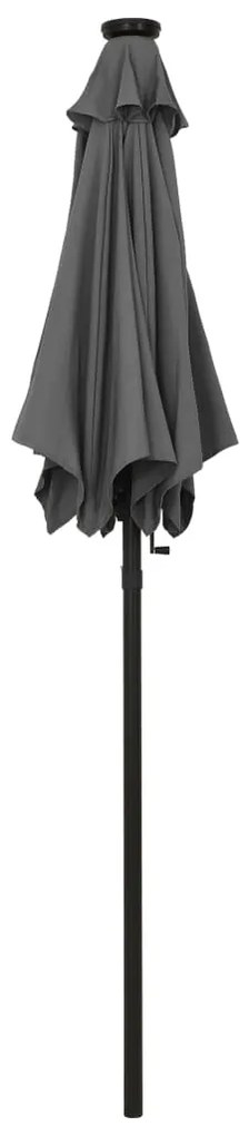 Guarda-sol de jardim c/ luzes LED 200x211 cm alumínio antracite