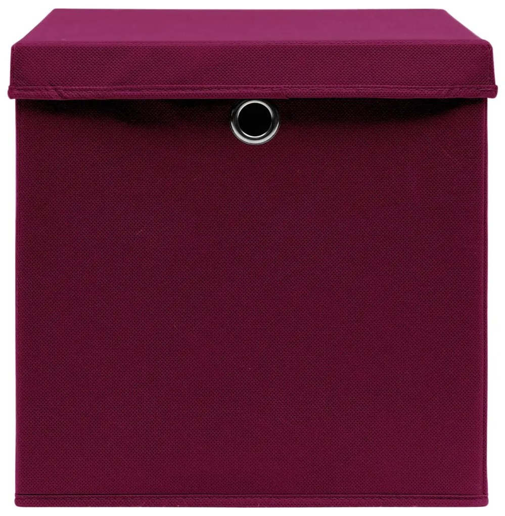 Caixas arrumação c/ tampas 4pcs 32x32x32cm tecido vermelho esc.