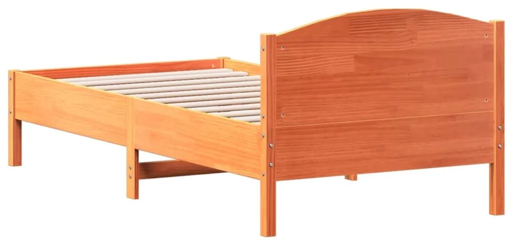 Estrutura cama c/ cabeceira 75x190 cm pinho maciço castanho-mel