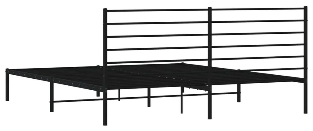 Estrutura de cama com cabeceira 200x200 cm metal preto