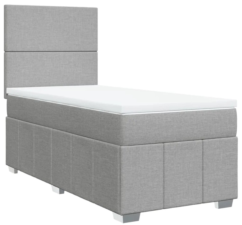 Cama com molas/colchão 90x190 cm tecido cinzento-claro