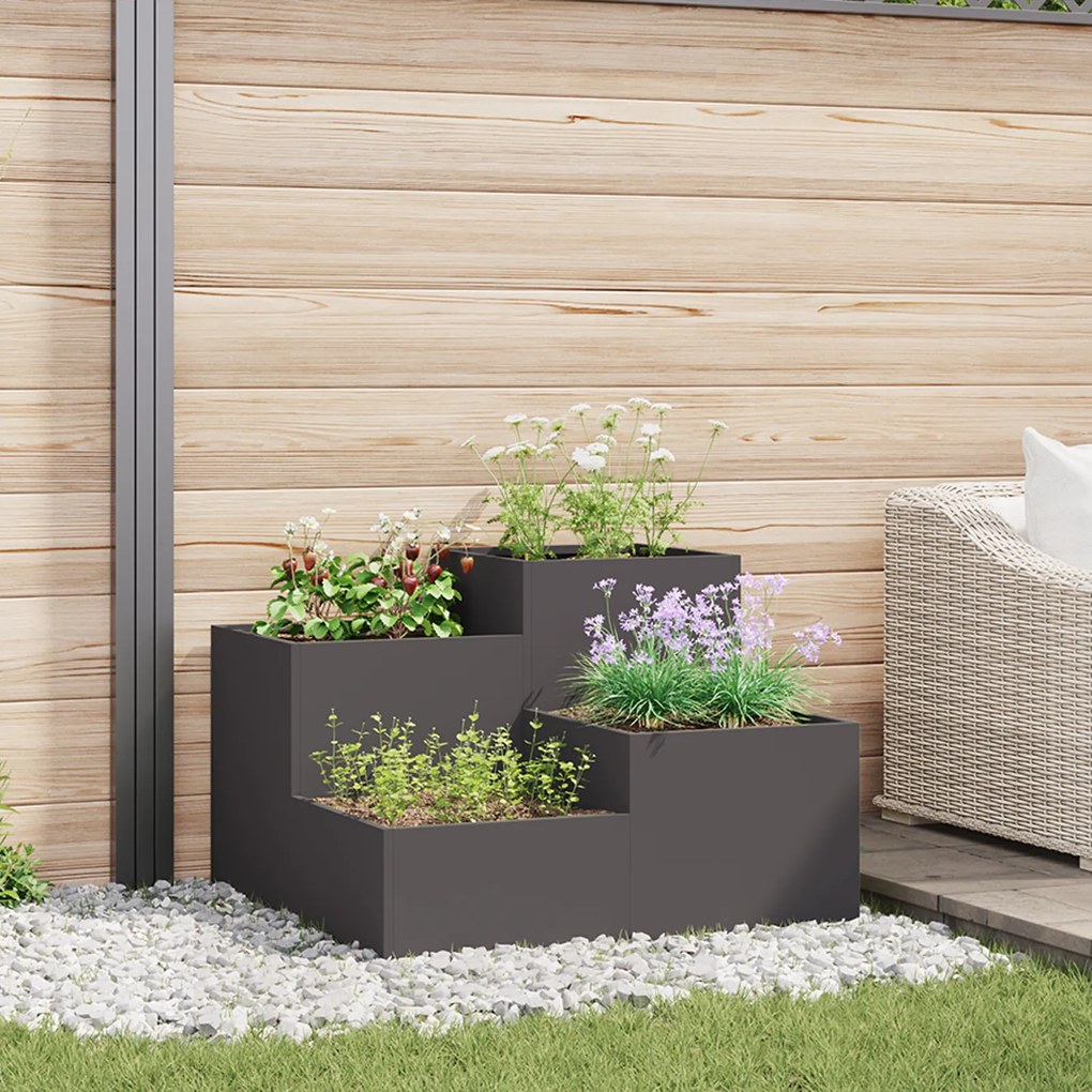 Jardineira vidaXL 80x80x60 cm Aço Preto