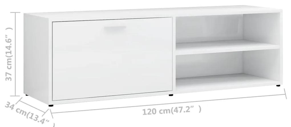Móvel de TV 120x34x37 cm contraplacado branco brilhante