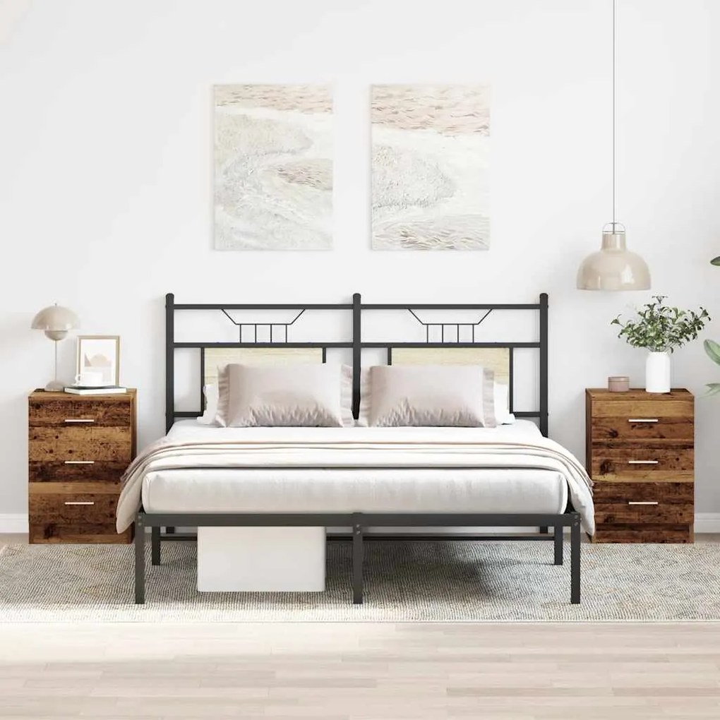 Mesas cabeceira 2pcs 38x35x55cm derivados madeira madeira velha