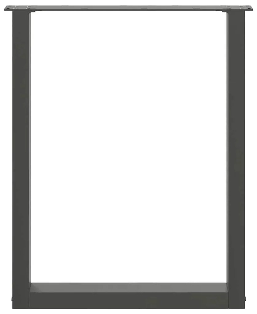 Pés para mesa de jantar em formato de U, 2 peças, antracite, 70x(72-73