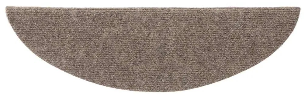Tapetes de escada autoadesivos 5 peças 56x17x3 cm bege semicircular