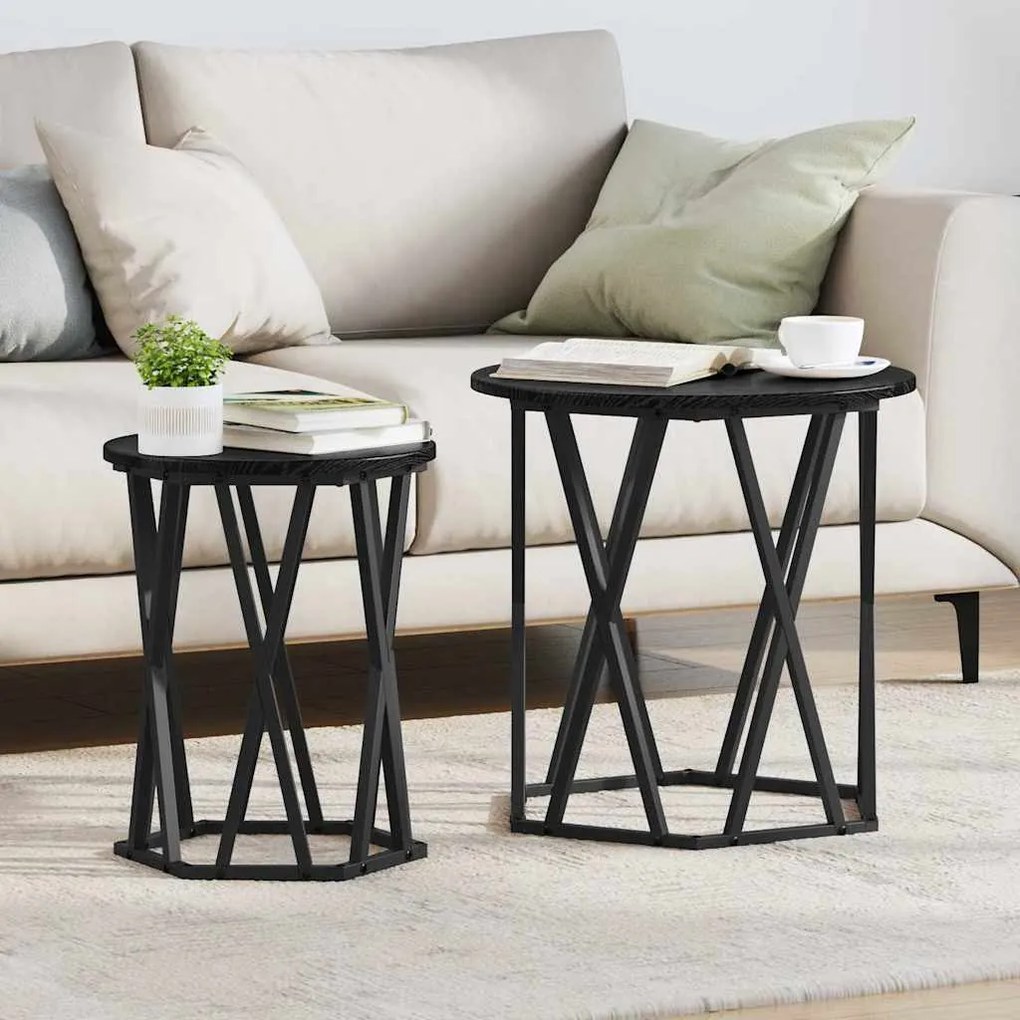 vidaXL Mesa de centro 2 pcs Carvalho preto 50 x 50 x 50 cm