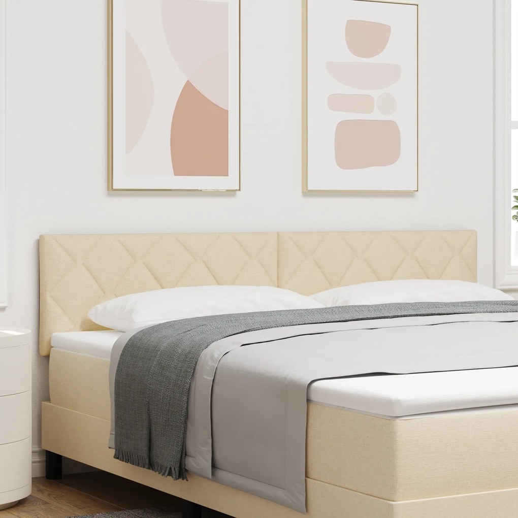 vidaXL Cabeceira Design de Blocos de Diamante Creme 180 cm Tecido