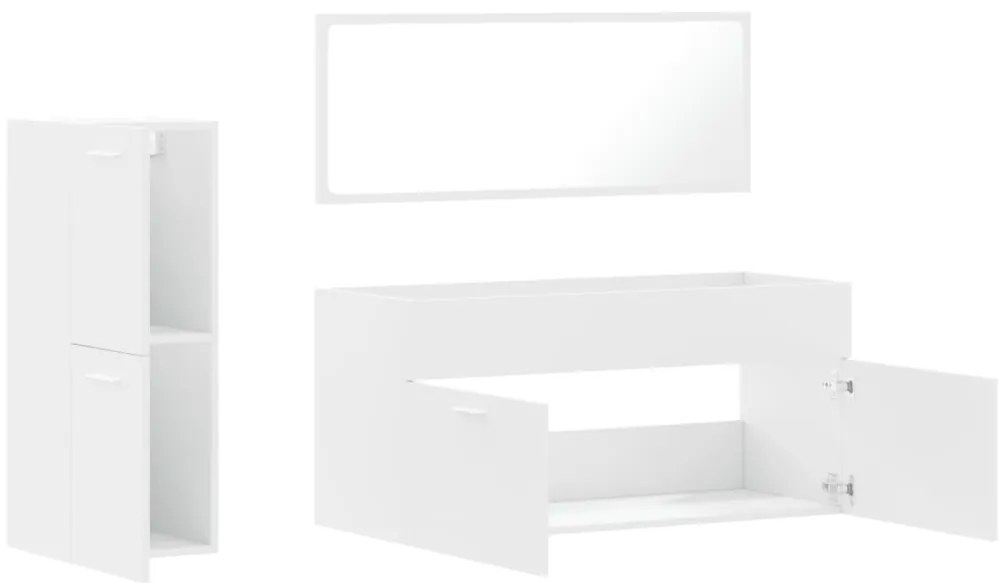3 pcs conjunto móveis casa de banho derivados de madeira branco